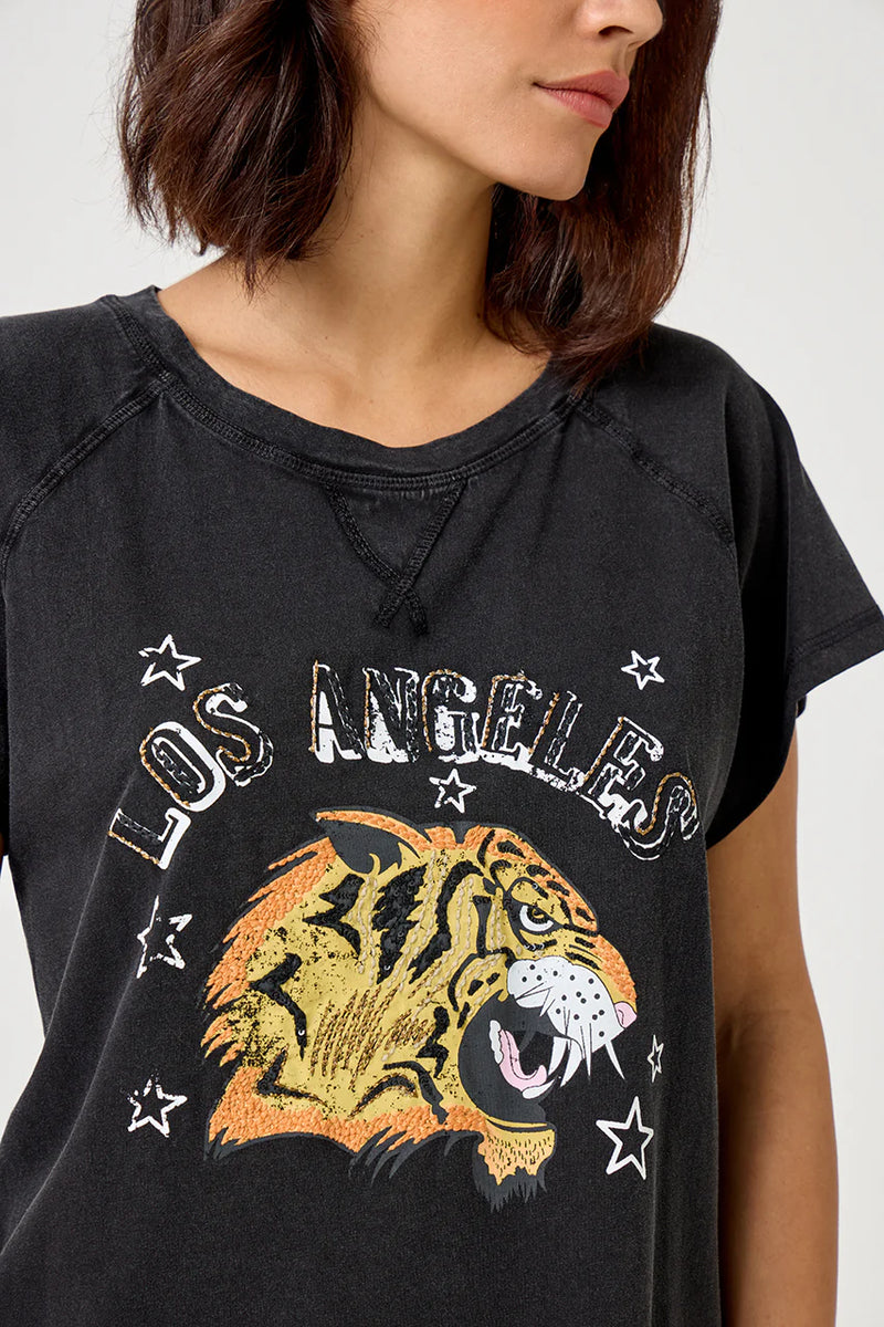 Five Jeans Los Angeles Tiger Tee Acid Grey Badger Clothing