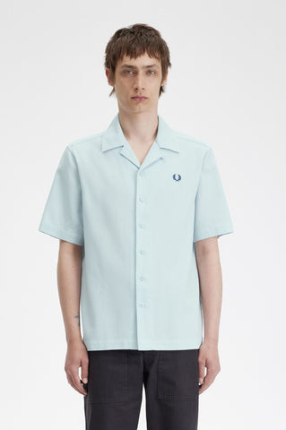 Fred Perry Pique Texture Revere Collar Shirt - Light Ice