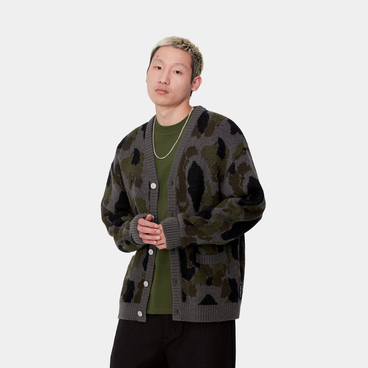 Camo cardigan mens sale