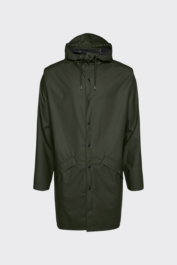 Rains long jacket green sale