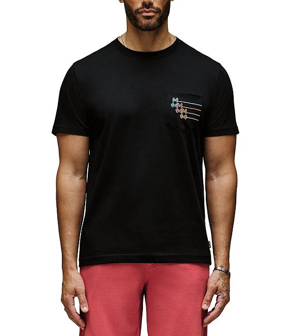 Psycho Bunny Embroidered Pocket Andy  Tee - Black