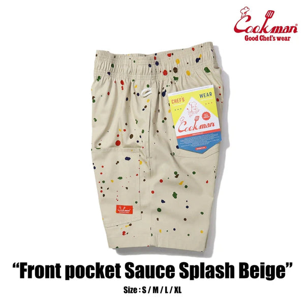 Cookman Chef Short Pants Front Pocket - Sauce Splash - Beige