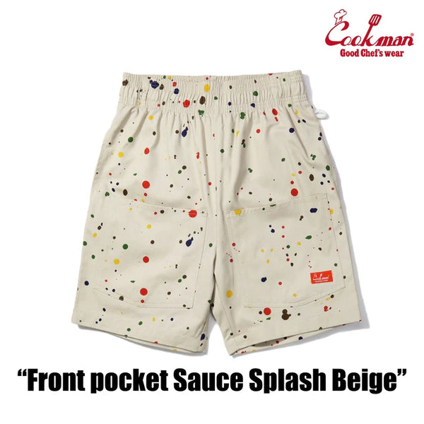 Cookman Chef Short Pants Front Pocket - Sauce Splash - Beige