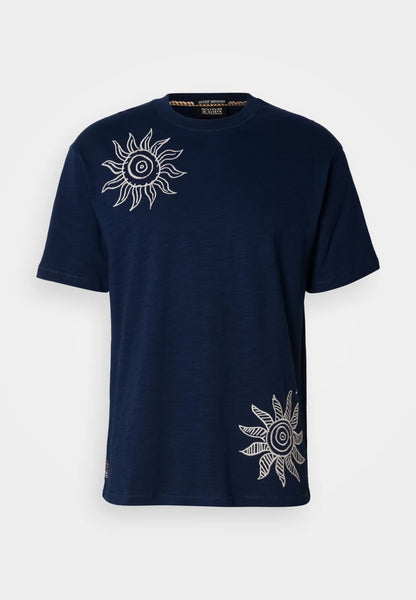 Scotch & Soda Embroidered Tee - Pageant Blue