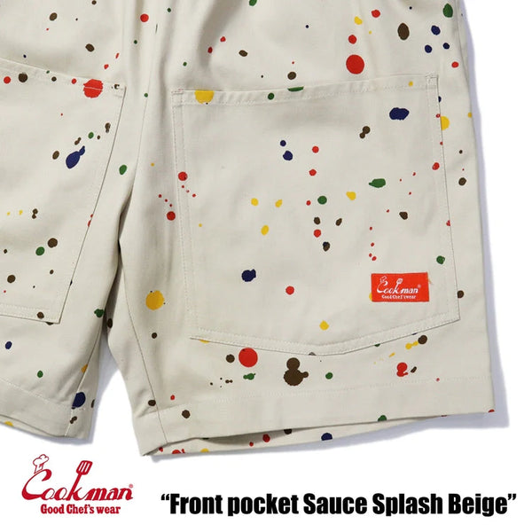 Cookman Chef Short Pants Front Pocket - Sauce Splash - Beige