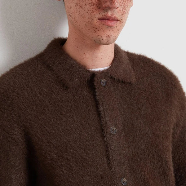 Farah Harman Hairy F Tab Cardigan - Dark Brown