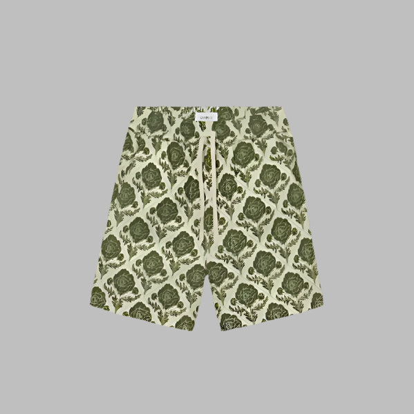 Les Deux Lesley Flower AOP Shorts - Vintage Green/Ivory
