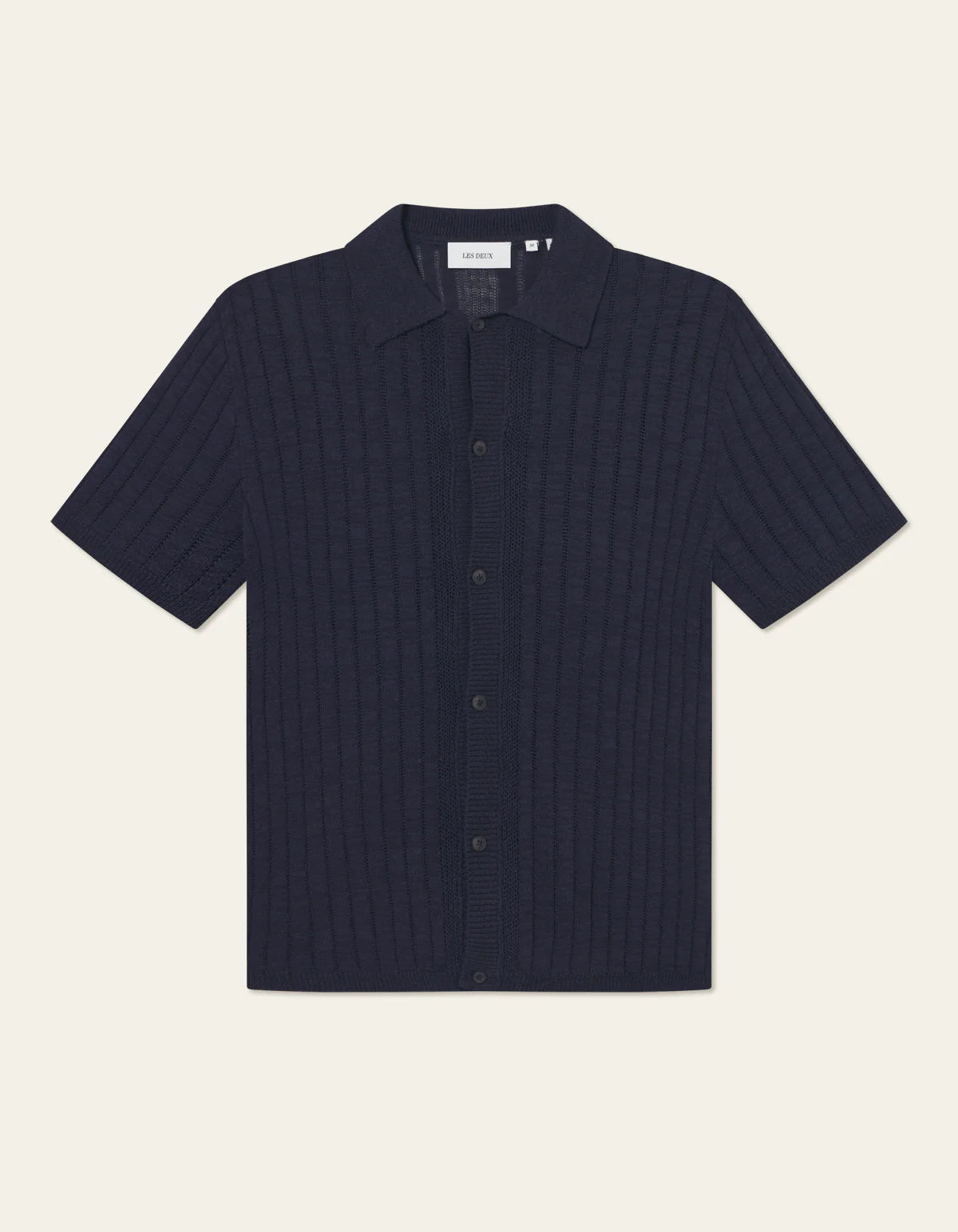Les Deux Floyd Linen Knitted S/S Shirt - Navy