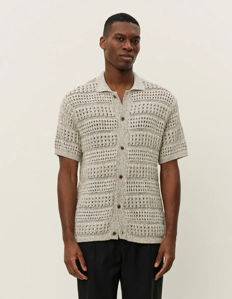 Les Deux Elvin Structure Knitted S/S Shirt - Light Sand