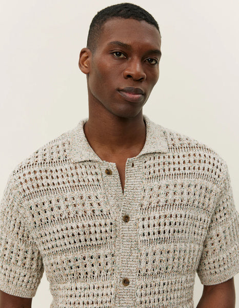 Les Deux Elvin Structure Knitted S/S Shirt - Light Sand