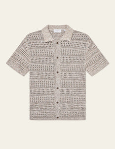 Les Deux Elvin Structure Knitted S/S Shirt - Light Sand