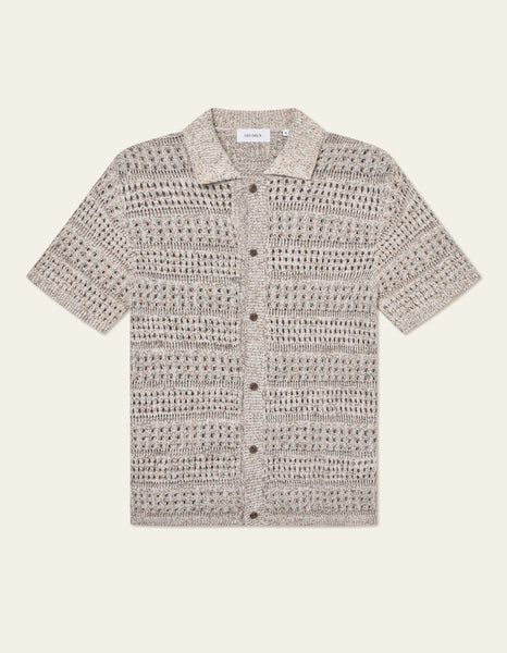 Les Deux Elvin Structure Knitted S/S Shirt - Light Sand