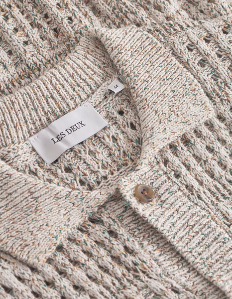 Les Deux Elvin Structure Knitted S/S Shirt - Light Sand