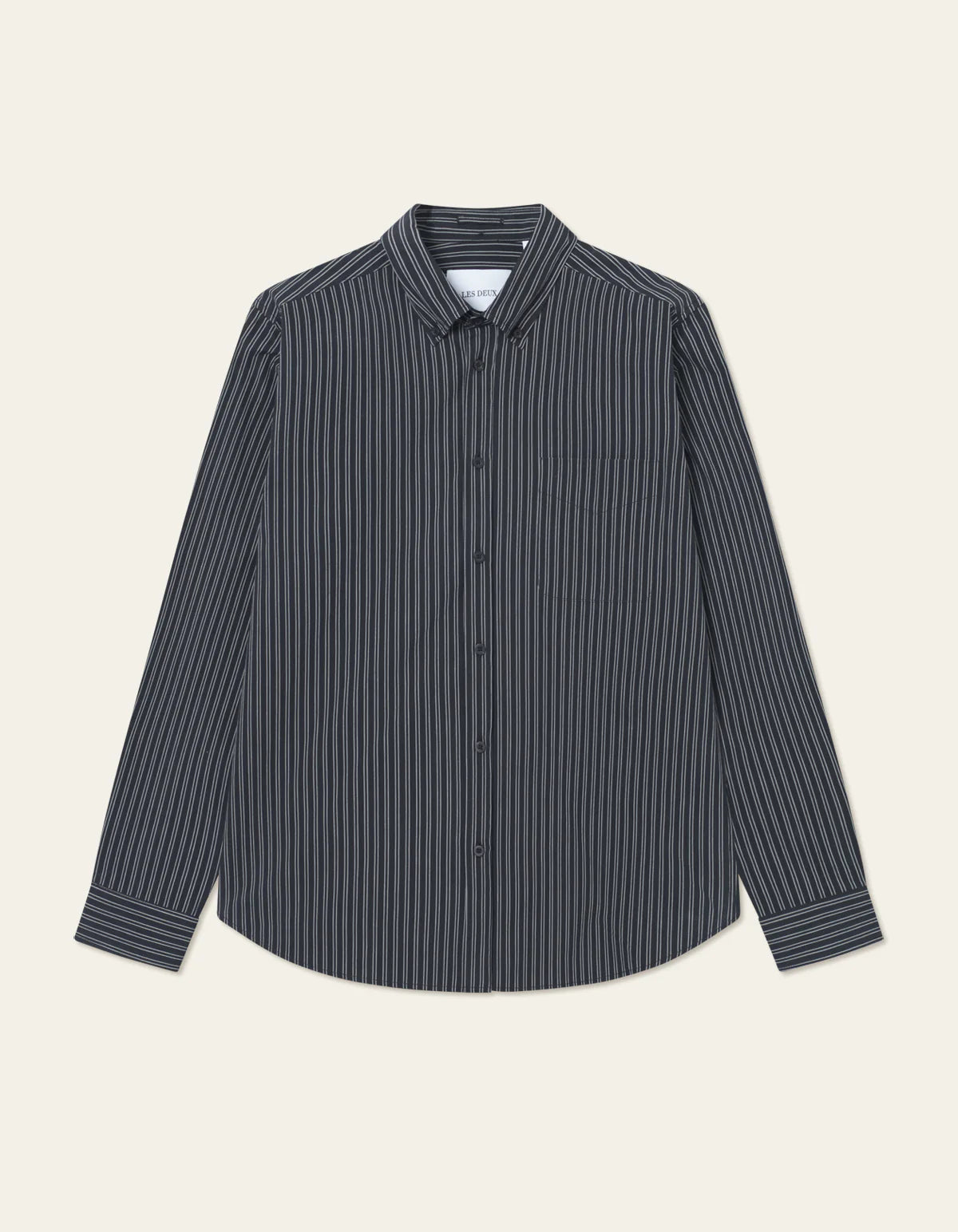 Les Deux L/S Kent Stripe Poplin Shirt - Black