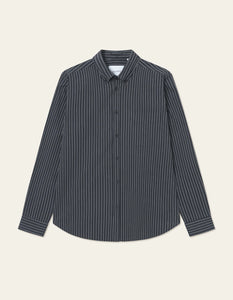 Les Deux L/S Kent Stripe Poplin Shirt - Black