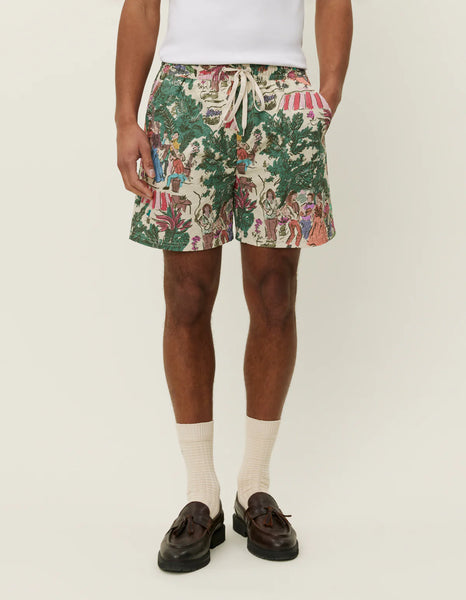 Les Deux Stan Dancing AOP Swim Shorts - Oil Green