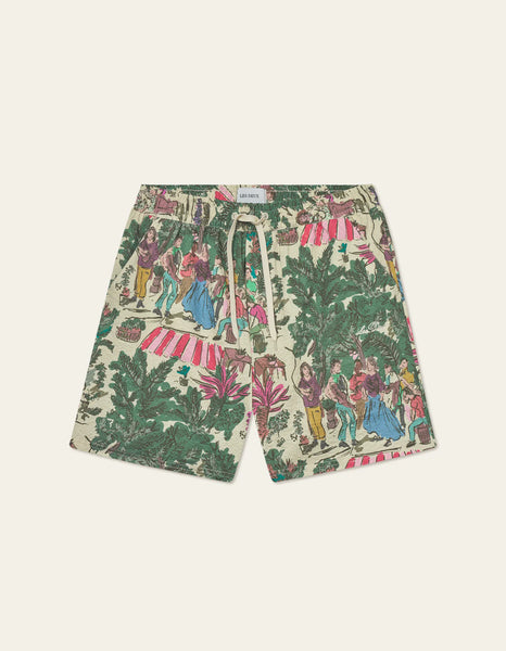 Les Deux Stan Dancing AOP Swim Shorts - Oil Green