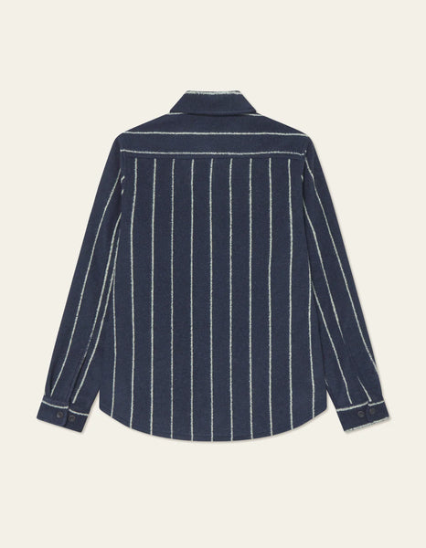 Les Deux Lennon Wool Pinstripe Overshirt - Dark Navy