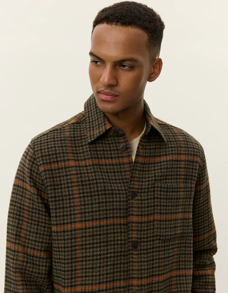 Les Deux Kody Houndstooth Overshirt - Teak Brown