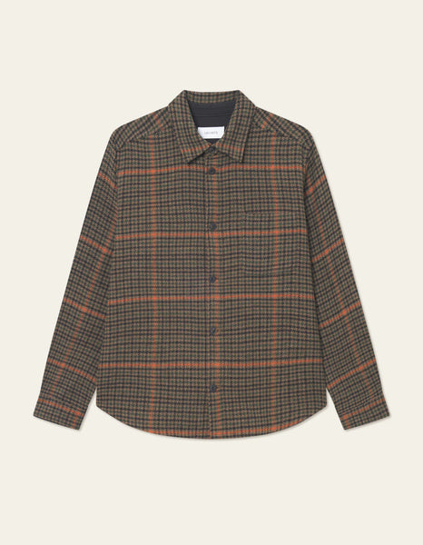 Les Deux Kody Houndstooth Overshirt - Teak Brown