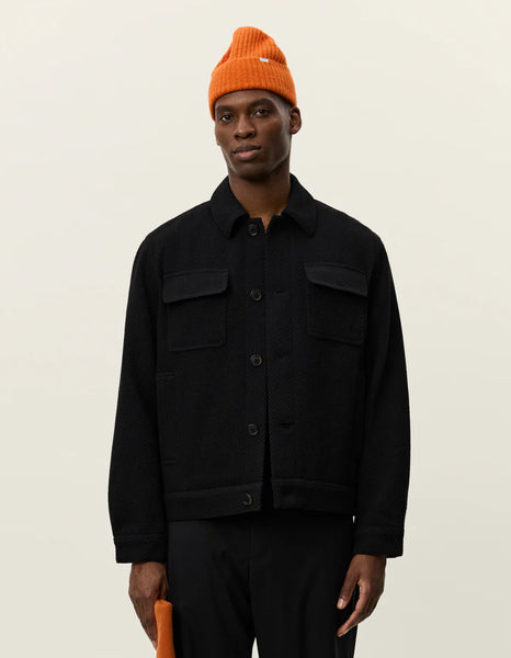 Les Deux Nash Twill Wool Blend Jacket - Black
