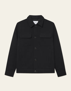 Les Deux Nash Twill Wool Blend Jacket - Black