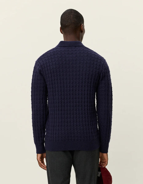 Les Deux Gustav Squared Knitted Polo - Dark Navy