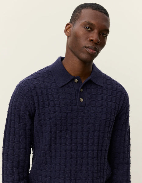 Les Deux Gustav Squared Knitted Polo - Dark Navy