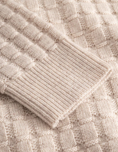 Les Deux Gustav Squared Structure L/S Knitted Polo - Light Sand Melange