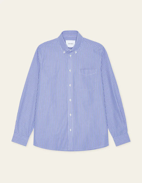 Les Deux Kent Stripe L/S Poplin Shirt - Blue Fog
