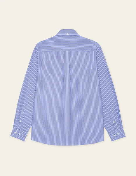Les Deux Kent Stripe L/S Poplin Shirt - Blue Fog