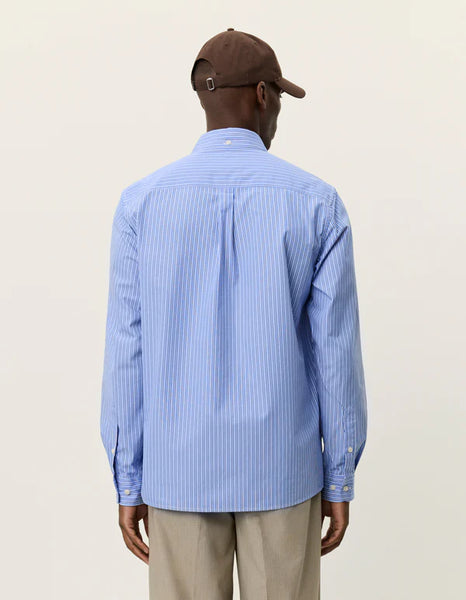 Les Deux Kent Stripe L/S Poplin Shirt - Blue Fog