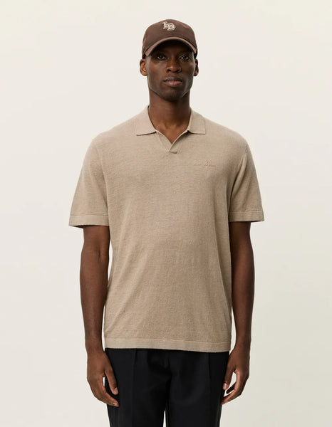 Les Deux Emmanuel Knit Polo - Dark Sand