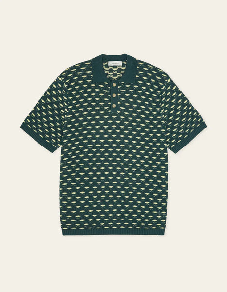 Les Deux Esmay Shell Knit Polo - Sea Moss Green