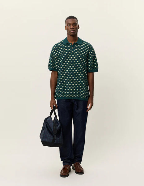 Les Deux Esmay Shell Knit Polo - Sea Moss Green