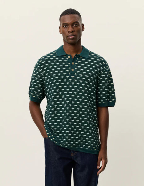 Les Deux Esmay Shell Knit Polo - Sea Moss Green