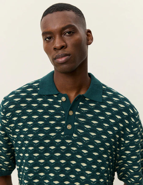 Les Deux Esmay Shell Knit Polo - Sea Moss Green