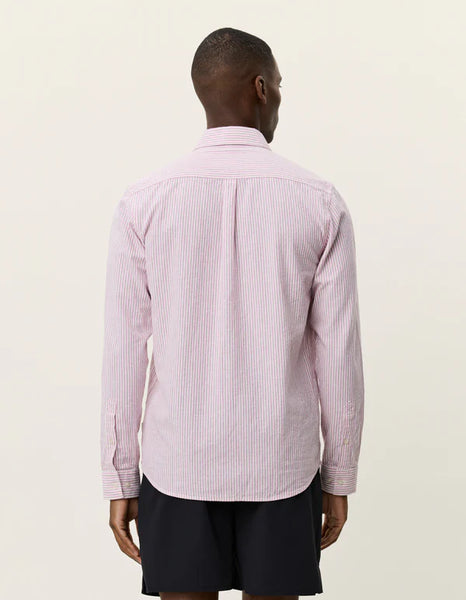 Les Deux Konrad Striped Cotton-Linen L/S Shirt - Crocus Pink