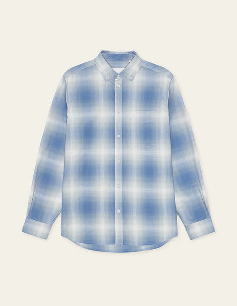 Les Deux Kent Shadowcheck L/S Shirt - Palace Blue