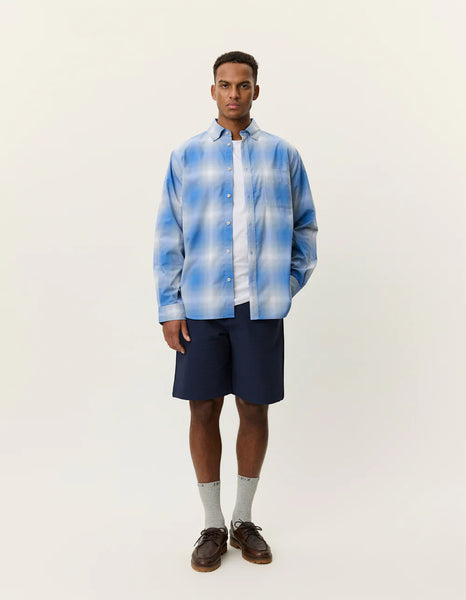 Les Deux Kent Shadowcheck L/S Shirt - Palace Blue
