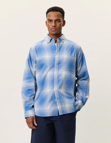 Les Deux Kent Shadowcheck L/S Shirt - Palace Blue