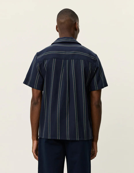 Les Deux Lawson Stripe S/S Shirt - Dark Navy