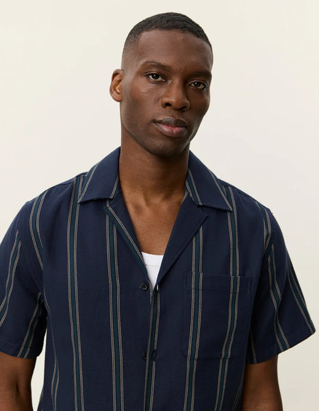 Les Deux Lawson Stripe S/S Shirt - Dark Navy