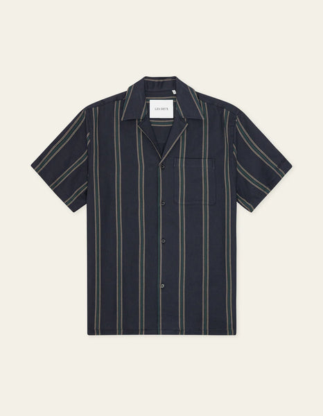Les Deux Lawson Stripe S/S Shirt - Dark Navy