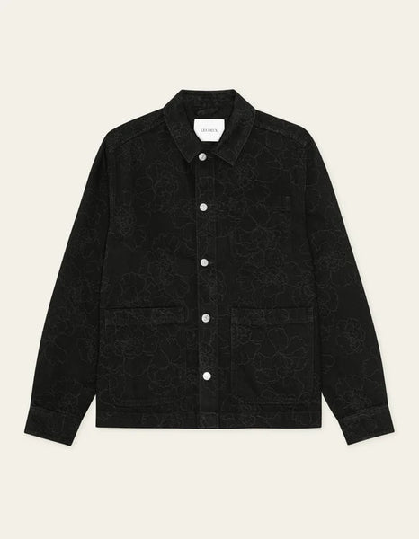 Les Deux Layton AOP Denim Overshirt - Black