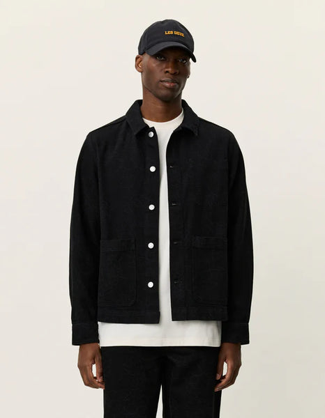 Les Deux Layton AOP Denim Overshirt - Black