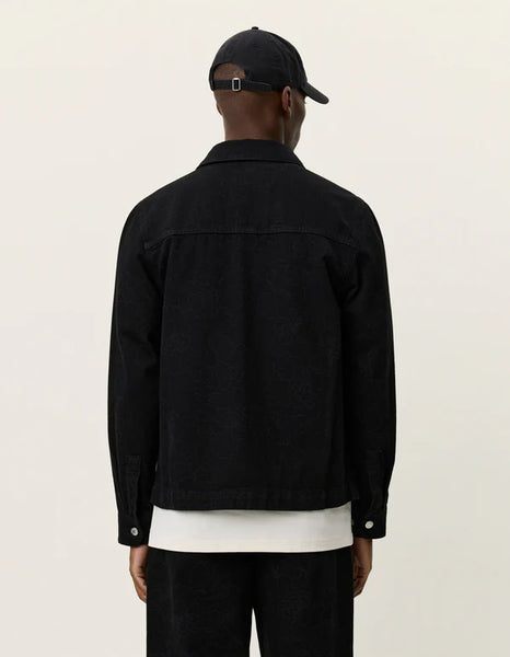 Les Deux Layton AOP Denim Overshirt - Black