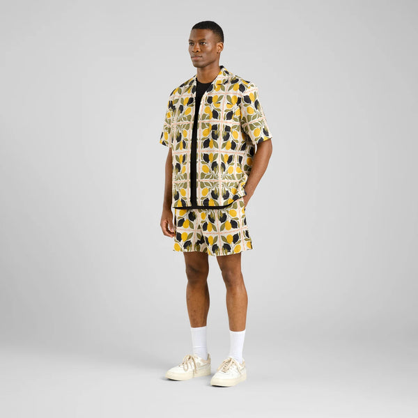 Dedicated Essingen Lemon Tiles Shorts - Oat White