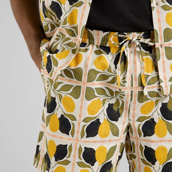 Dedicated Essingen Lemon Tiles Shorts - Oat White