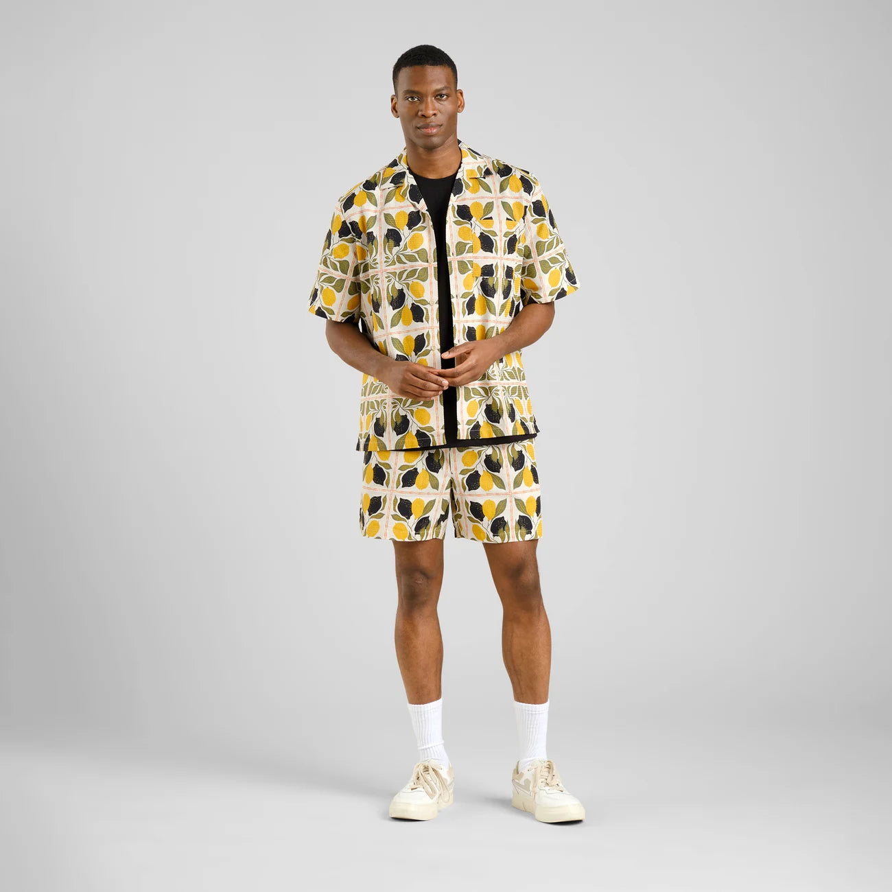 Dedicated Essingen Lemon Tiles Shorts - Oat White